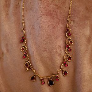 Givenchy Gold Necklace with Red Stones